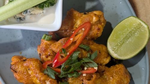 Derry Clarke's spicy chicken wings, chilli and garlic, blue cheese, celery: Today