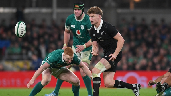 Jordie Barrett played for New Zealand against Ireland at the start of the month
