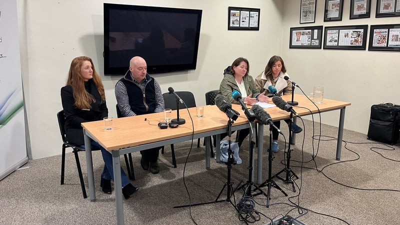 The Simpson family addresses the media, (left to right) sister Christina Simpson, father Jason Simpson, mother Noleen Mullan and sister Rebecca Simpson