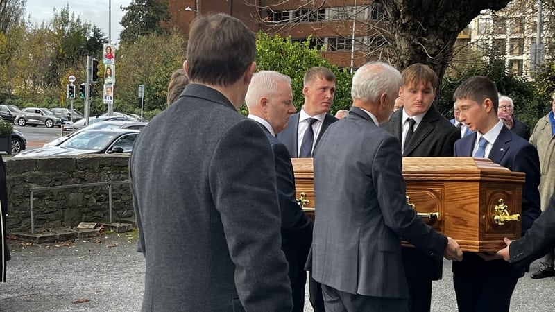 The coffin carrying Kathleen Watkins' remains was carried into the Church of the Sacred Heart in Donnybrook
