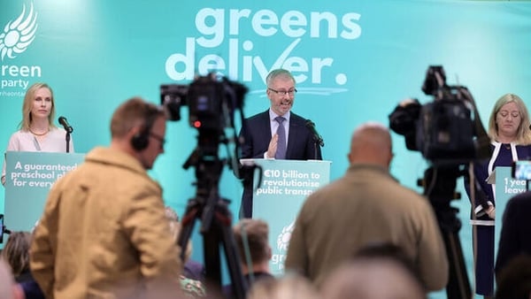 Green Party leader Roderic O'Gorman speaking at the launch of his party's election manifesto (Pic: RollingNews.ie)