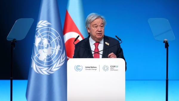 Antonio Guterres speaking during the opening ceremony of the COP29 conference in Baku
