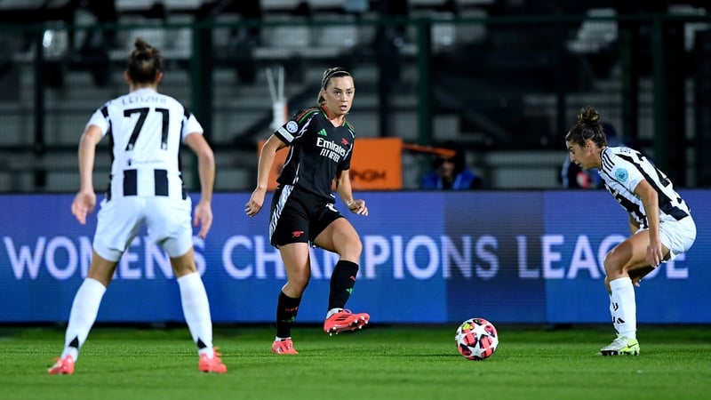Katie McCabe picks a pass during the win over Juventus