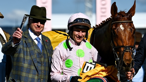 Owner Rich Ricci is pictured with Paul Townend and Vauban after winning the 2022 Triumph Hurdle at the Cheltenham Festival