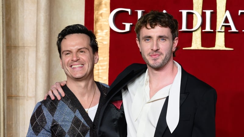 Andrew Scott and Paul Mescal attend "Gladiator II" Royal Film Performance and Global Premiere. Getty Images.