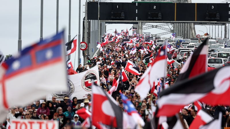 An estimated 10,000 people marched through Rotorua, about 450km north of Wellington
