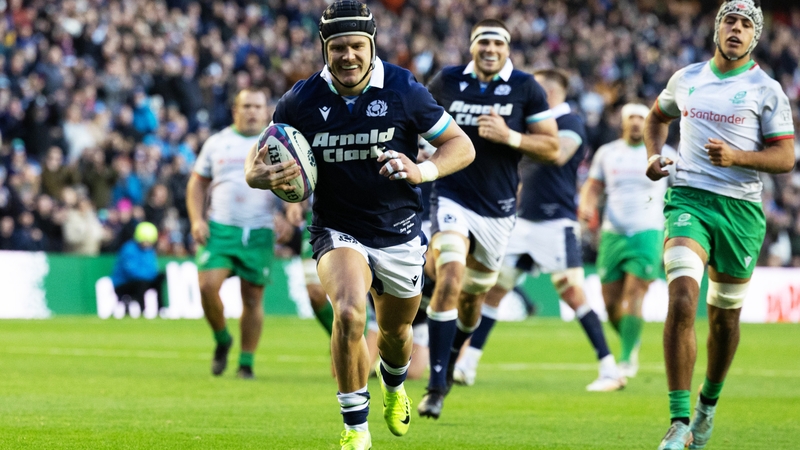 Darcy Graham runs in for a try