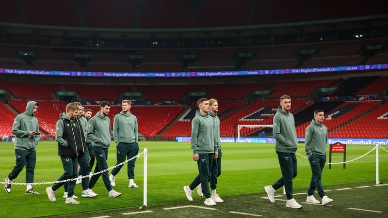 Republic of Ireland players take a walk around Wembley