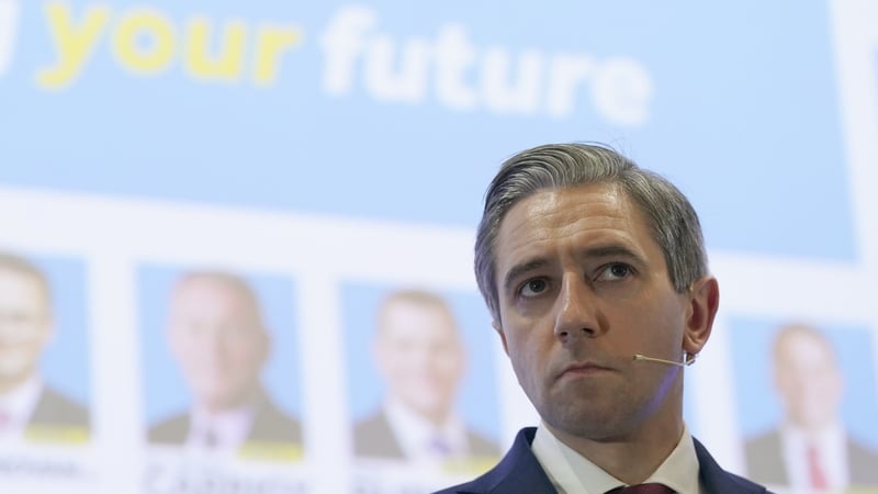 Taoiseach Simon Harris speaking as Fine Gael's General Election manifesto was launched at the Horse & Jockey Hotel in Co Tipperary