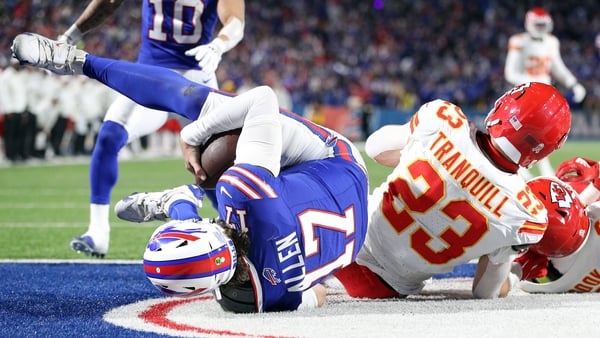 Josh Allen of the Buffalo Bills scores a rushing touchdown
