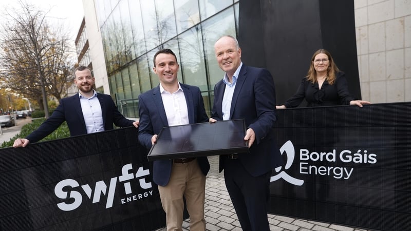 Swyft Energy founders Adrian Casey and Joe Freyne with Dave Kirwan, Managing Director, Bord Gáis Energy and Teresa Purtill, Director of Services and Solutions at Bord Gáis Energy