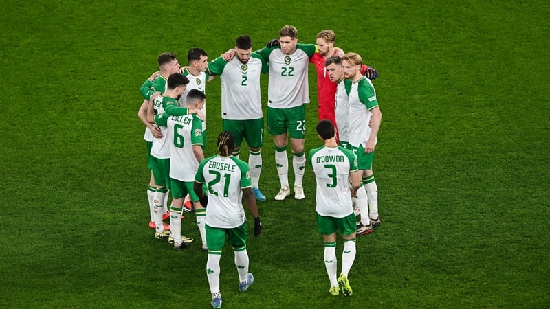 The Republic of Ireland team huddle before the 1-0 win over Finland on Thursday