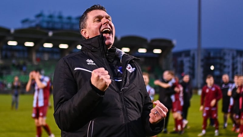 Kevin Doherty celebrates Drogheda retaining their Premier Division status on Saturday