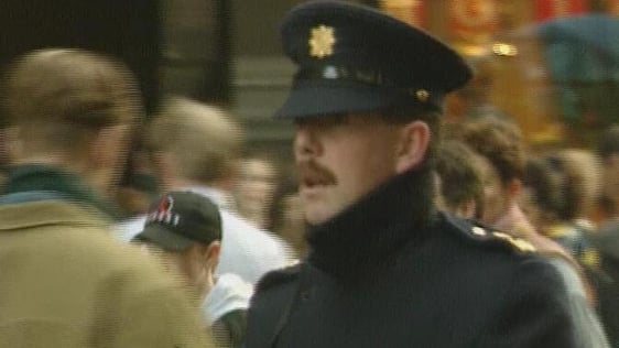 Garda on Dublin street 1994.
