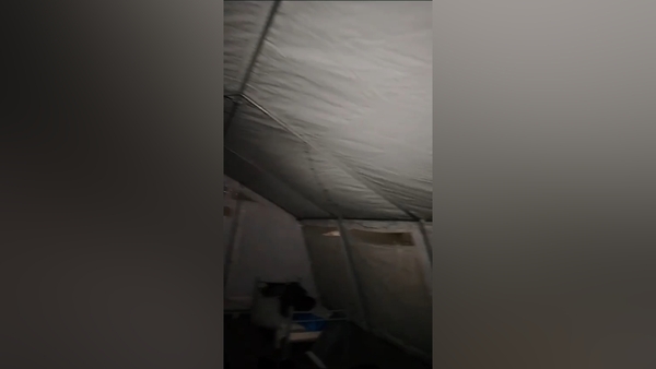 Video footage shows damp and cold conditions inside the tents in Crooksling