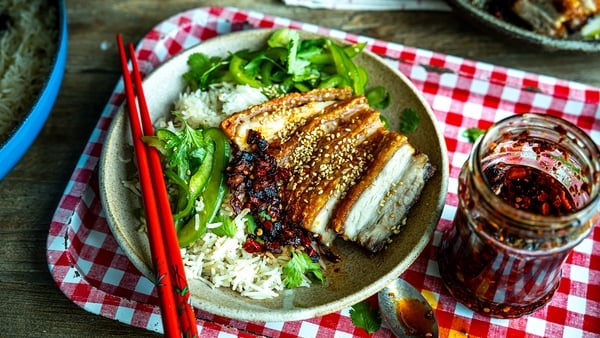 This indulgent pork belly pops in the air fryer while you crack on with the zingy slaw.