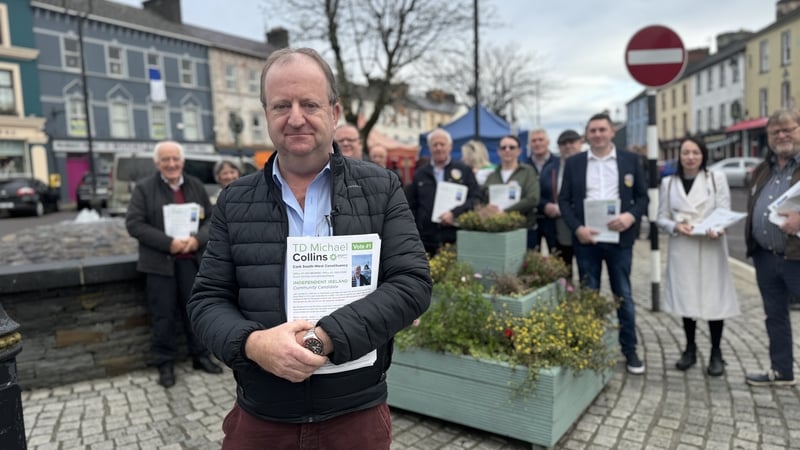 Michael Collins, pictured on the campaign trail earlier this week, this morning unveiled Independent Ireland's manifesto