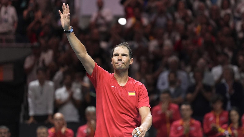 Rafael Nadal acknowledges the crowd in Malaga after his loss to Botic van de Zandschulp