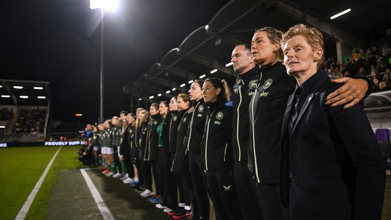 Eileen Gleeson and her squad line up for the national anthem