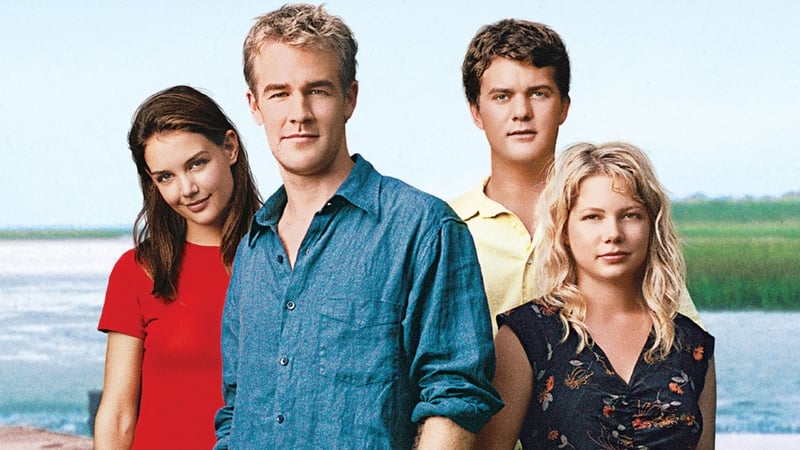 Dawson's Creek: Left to right: Katie Holmes, James Van Der Beek, Joshua Jackson, and Michelle Williams