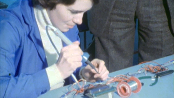 A worker manufacturing a microprocessor at the new Telectron factory in Gweedore, County Donegal in…
