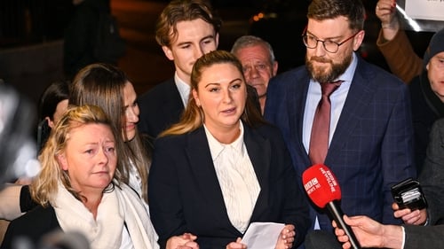 Nikita Hand speaking to the media following the case