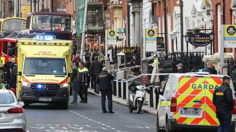Gardaí and emergency services at the scene of the attack on Parnell Square last November (pic: RollingNews.ie)