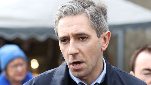 Simon Harris on the canvass at the Christmas Market in Rathfarnham Castle Park on Saturday