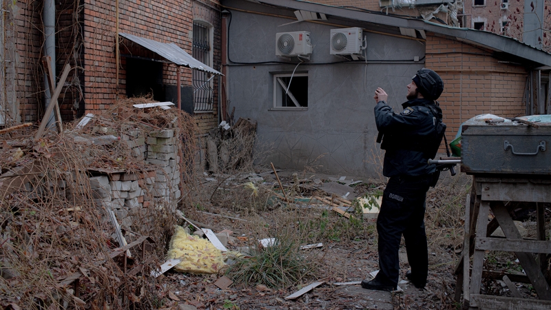 A view of the damage after the Russian strike on central Kharkiv in recent days
