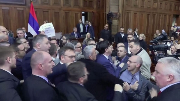 Brawl erupts in Serbian parliament