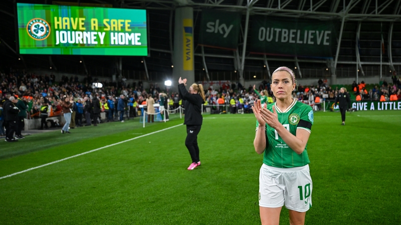 Denise O'Sullivan applauds the 32,742 attendance after the Euro qualifier against England at Aviva Stadium in April