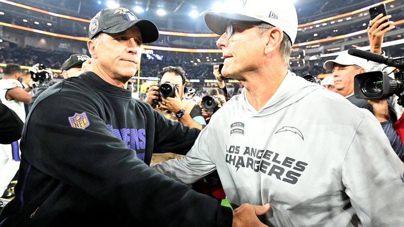John Harbaugh (L) and his Baltimore Ravens got the better of his brother, Chargers head coach Jim Harbaugh and his side