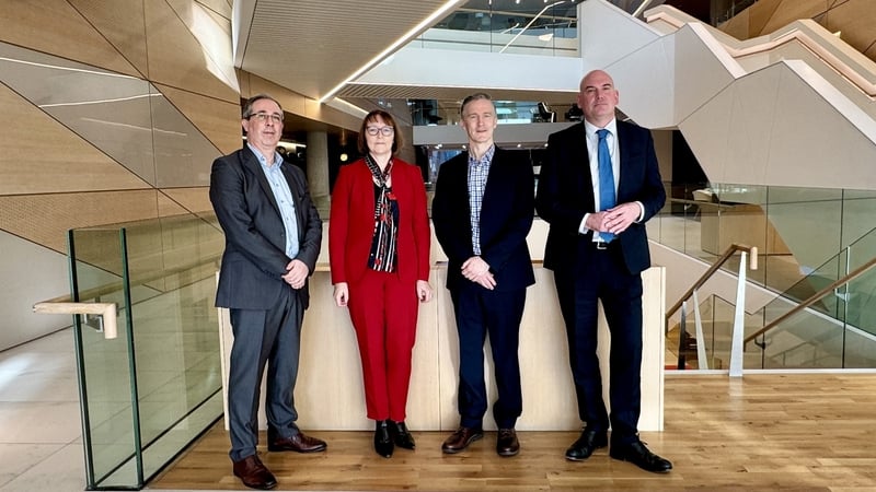 Trevor Fitzpatrick, Head of Risk at the Central Bank; Sharon Donnery, Deputy Governor of the Central Bank; Professor James Gleeson, University of Limerick and Professor Noel O'Connor, CEO of Insight Research Ireland Centre for Data Analytics