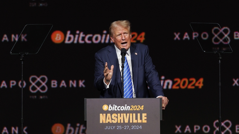 Incoming US president Donald Trump was at keynote speaker at the Bitcoin 2024 conference in Nashville on July 27th last. Photo: Brett Carlsen/Bloomberg via Getty Images