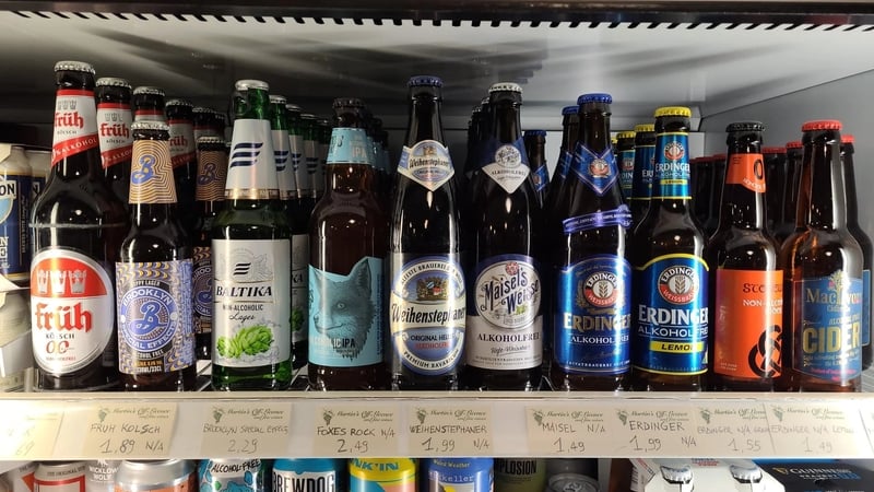 A selection of non-alcoholic beers in Martin's Off Licence, Dublin