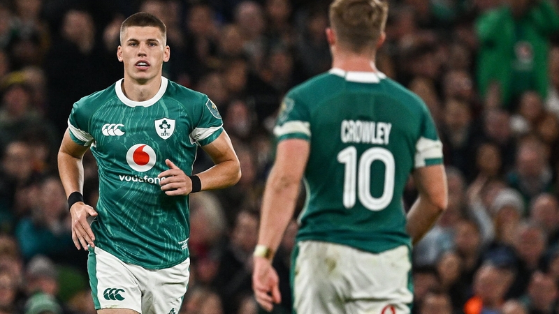 Sam Prendergast (l) gets the nod over Jack Crowley to start against Australia