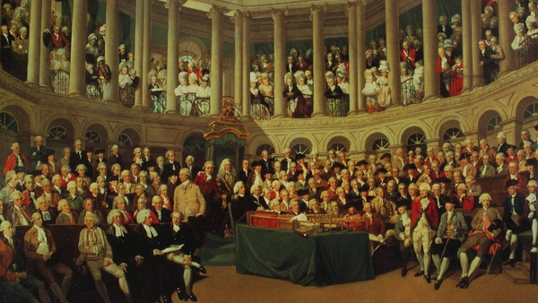 The Irish House of Commons in 1780 by Francis W. Wheatley. Note the substantial number of political women overlooking proceedings from the gallery.