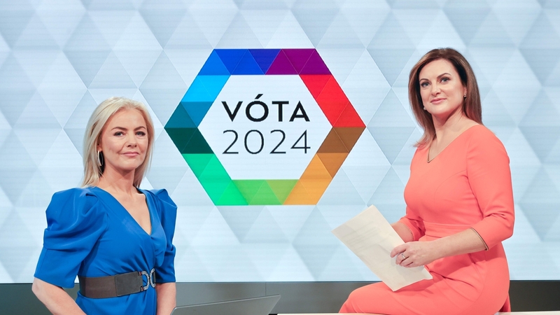 Siún Nic Gearailt agus Eimear Ní Chonaola ag láithriú Vóta 24. 
[Pic: Martina Regan]