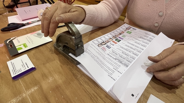 Voting papers for the 2024 General Election in Deansgrange, Co Dublin. Photo: RTÉ