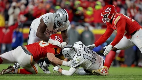 The Chiefs clinched a play-off spot thanks to a late fumbled snap from the Raiders that the reigning Super Bowl champions regained