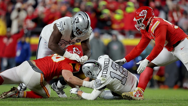 The Chiefs clinched a play-off spot thanks to a late fumbled snap from the Raiders that the reigning Super Bowl champions regained
