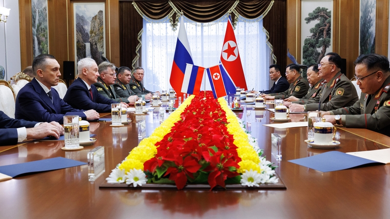Andrey Belousov meets with his North Korean counterpart No Kwang Chol in Pyongyang (Credit: Russian Ministry of Defense/Vadim Savitsky/Handout)