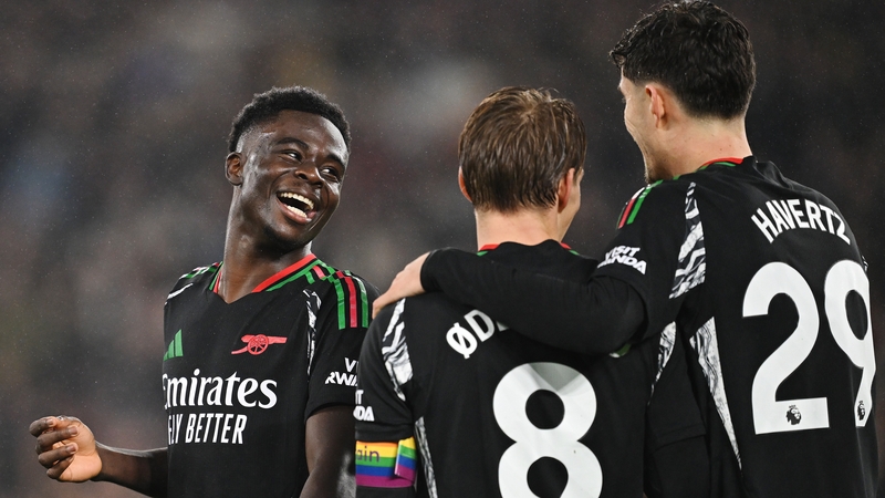 Bukayo Saka (L) enjoyed his evening in East London