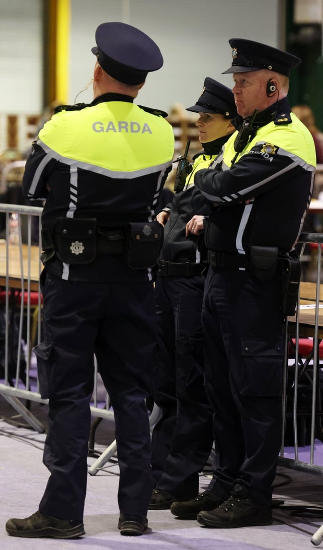 Gardaí watch on at the RDS count centre in Dublin