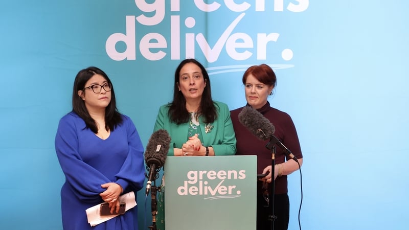 Minister Catherine Martin (C) and Nease Hourigan (L) are among the Green Party TDs to lose their seats