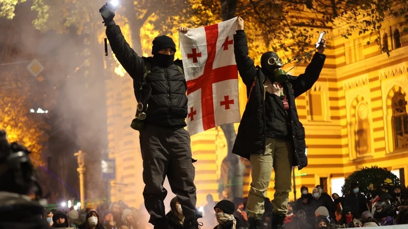 Police intervene as the protesters block and barricade the streets