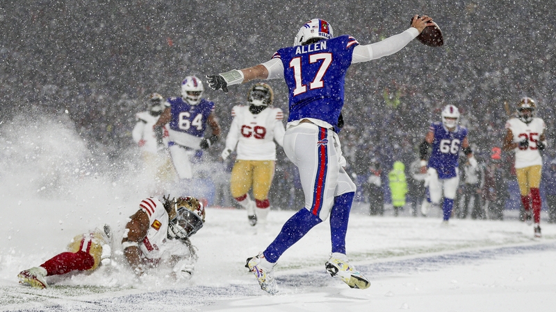 Josh Allen walking in a winter wonderland as the Bills beat the 49ers