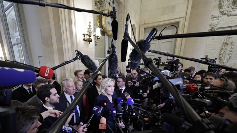 RN politicians and the left combined have enough votes to topple Mr Barnier and Marine Le Pen confirmed her party would vote for the left-wing coalition's no-confidence bill on top of the RN's own bill