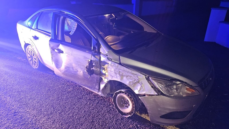 The car that the arrested man was driving had no front right tyre