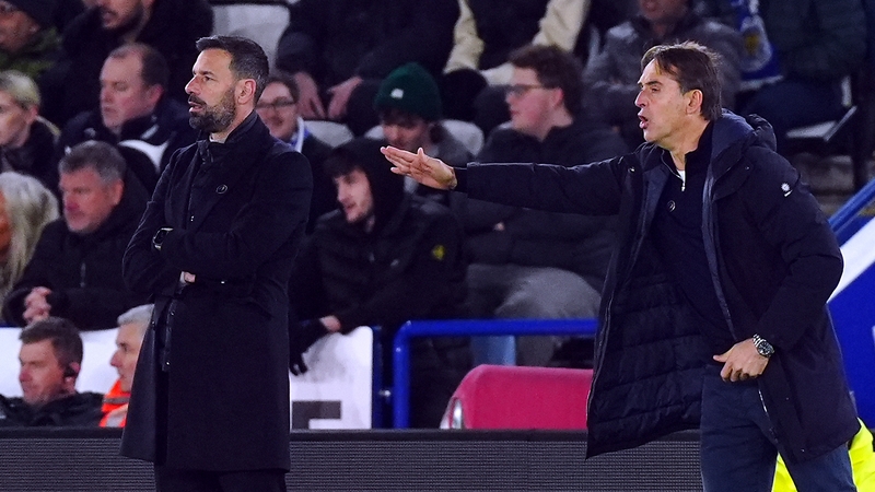 Comings and goings: Ruud van Nistelrooy (L) wins his first match in charge of Leicester City, which may make Julen Lopetegui's position at West Ham untenable